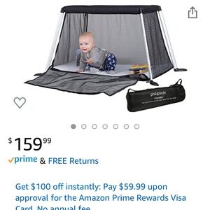 Phil and Ted’s travel crib in gray